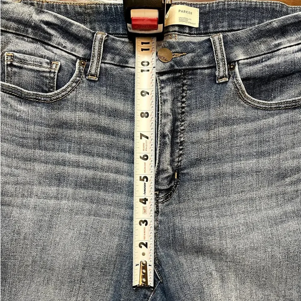 BKE Parker High Rise Crop Jeans Womens 30x28 Raw Hem Straight Denim Buckle - Picture 8 of 9